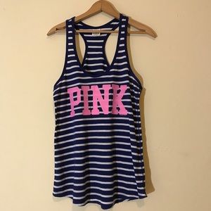 PINK by VICTORIAS SECRET BLUE WHITE STRIPE TANK M